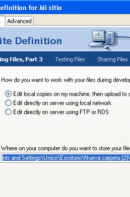opciones para enviar los archivos